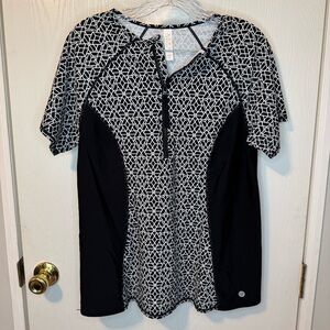 Livi Active Black and White Geometric Blouse